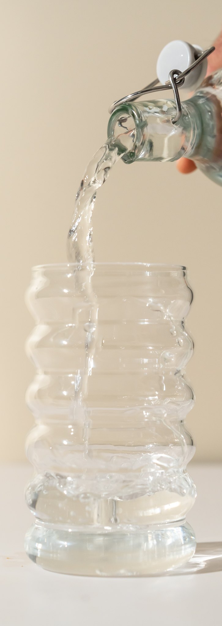Step 1 - pour 300 to 400ml of cold water into a glass